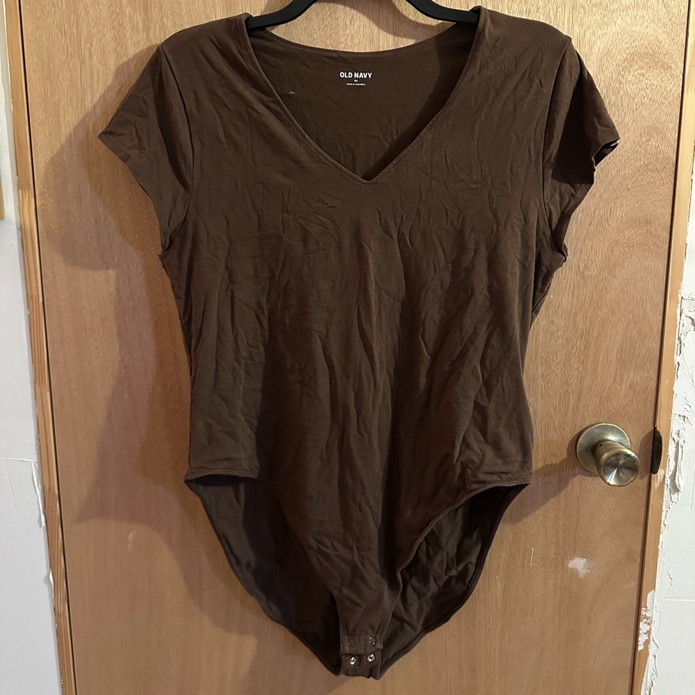 Old Navy Chocolate V-Neck Bodysuit